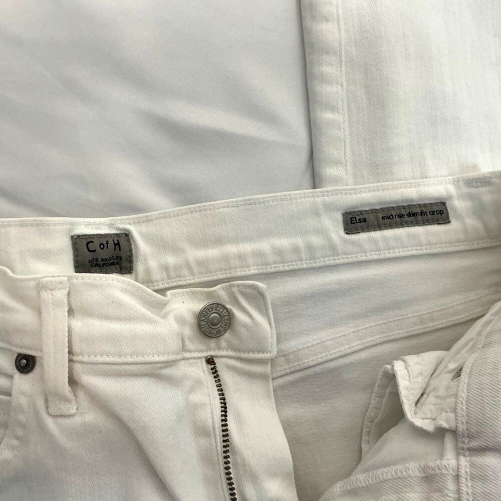CITIZEN OF HUMANITY Elsa Mid Rise Slim Fit Crop White Embroidered Jeans Size 28 - Picture 9 of 15